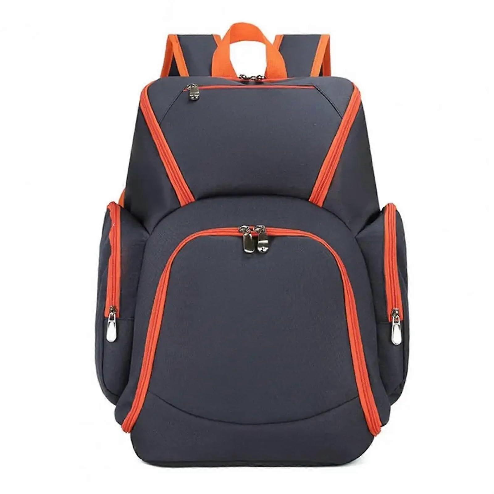 Basketball Backpack with Separate Ball Holder Smooth Zipper Multiple Compartments Splash Proof Large Gym Bag Black and Orange