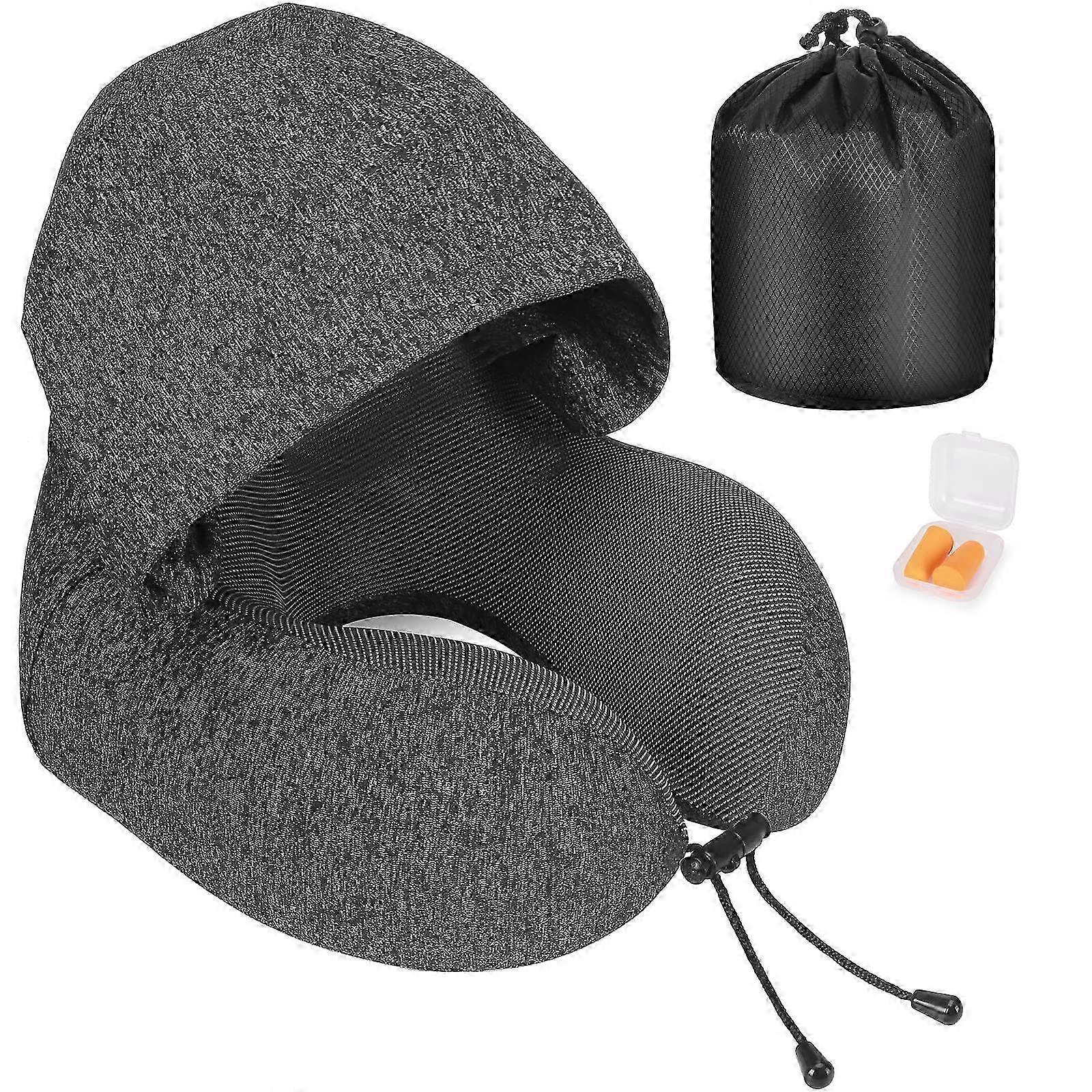 Cuscino per il collo con cappuccio in memory foam per i viaggi
