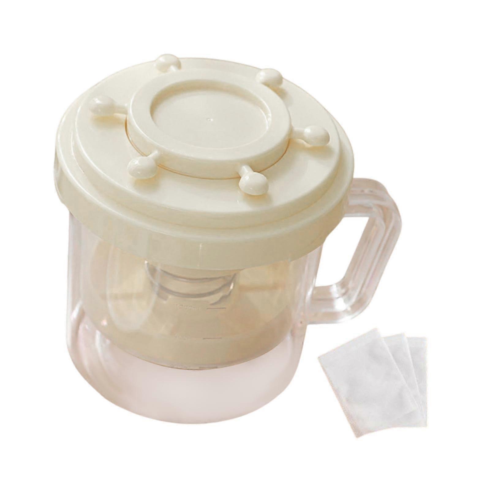 Yogurt Maker Beige With Lid, Refrigerator Safe, Includes Yogurt Sieve And Filter, Cheese Maker