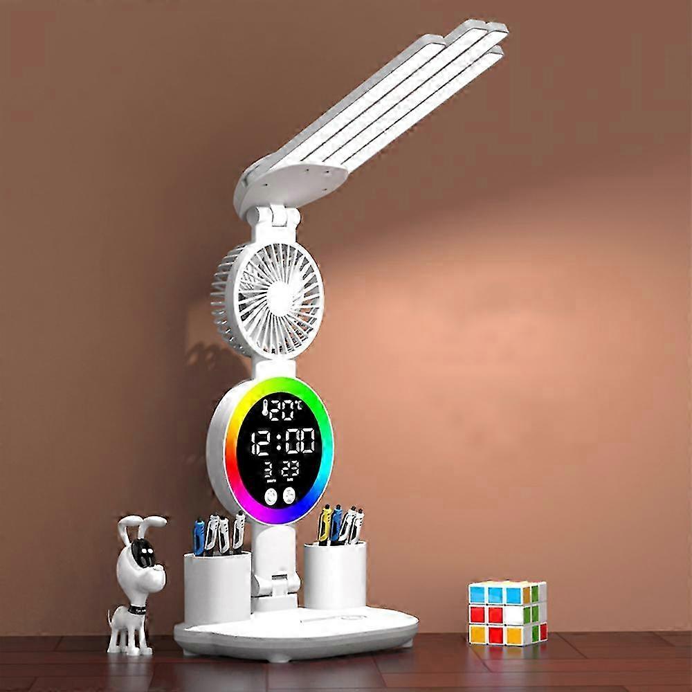 2025 LED Student Table Lamp with Fan and Clock Features