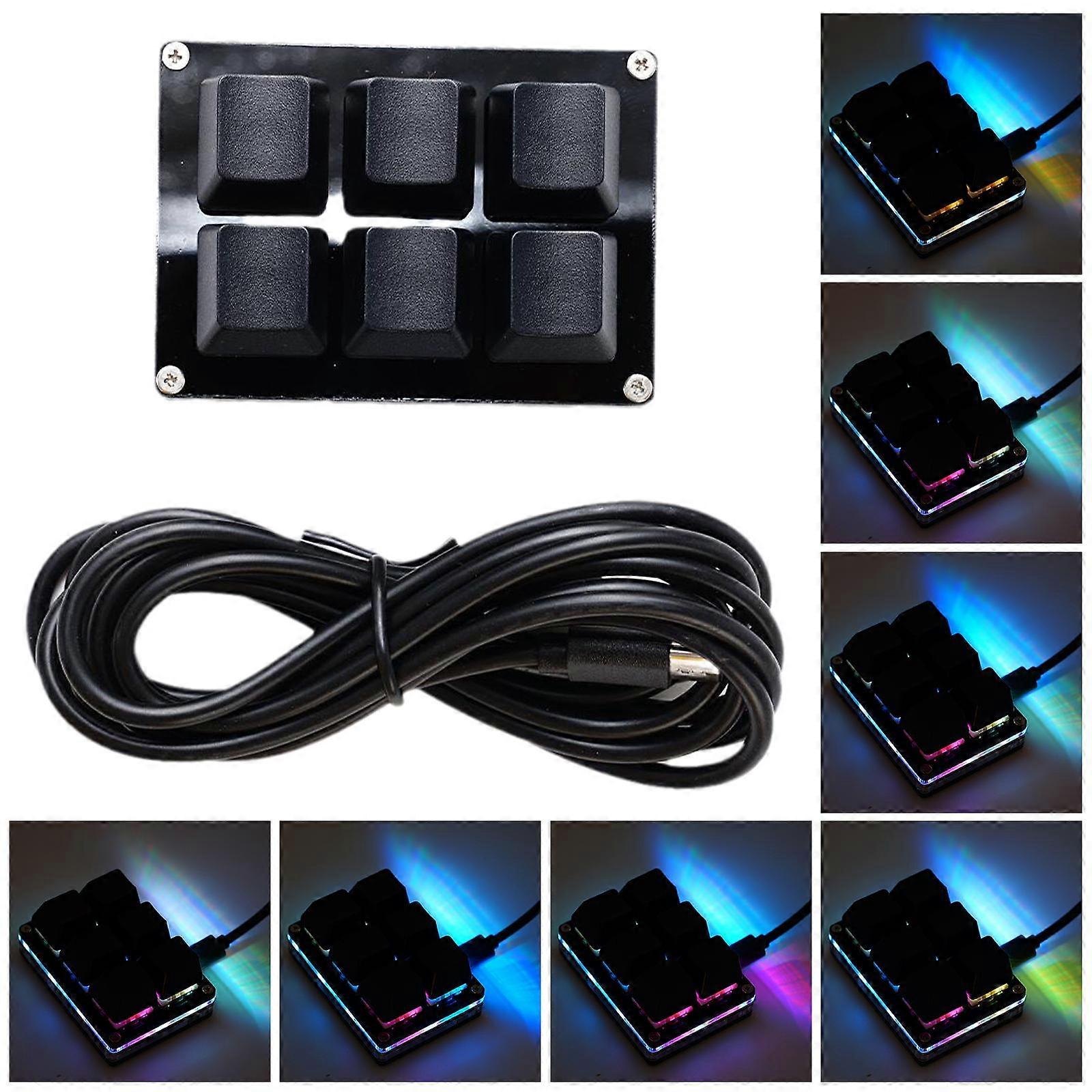 Black 6-Key Mini Mechanical Keyboard Red Switch Custom Shortcut Copy Paste Sayo Device