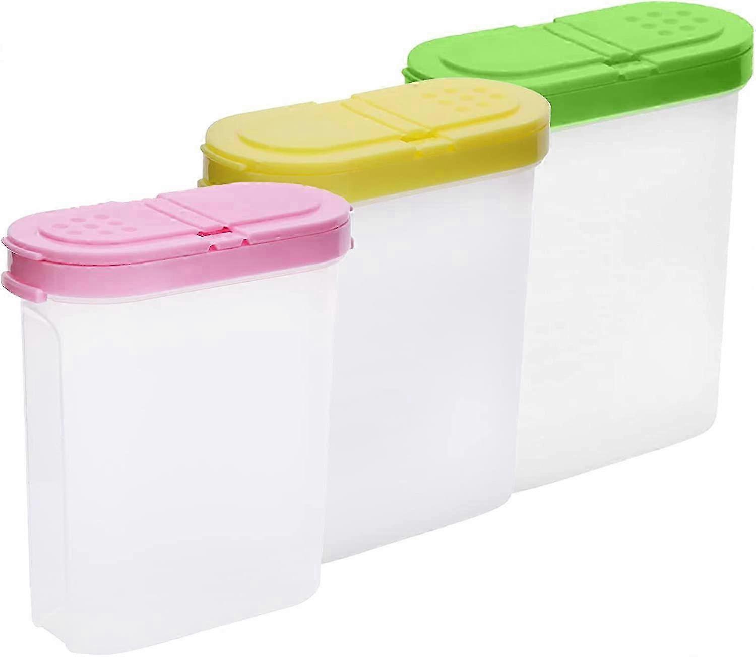 Set of 3 Spice Containers with Double-Lid Design, Featuring Two Discharge Openings for Easy Use