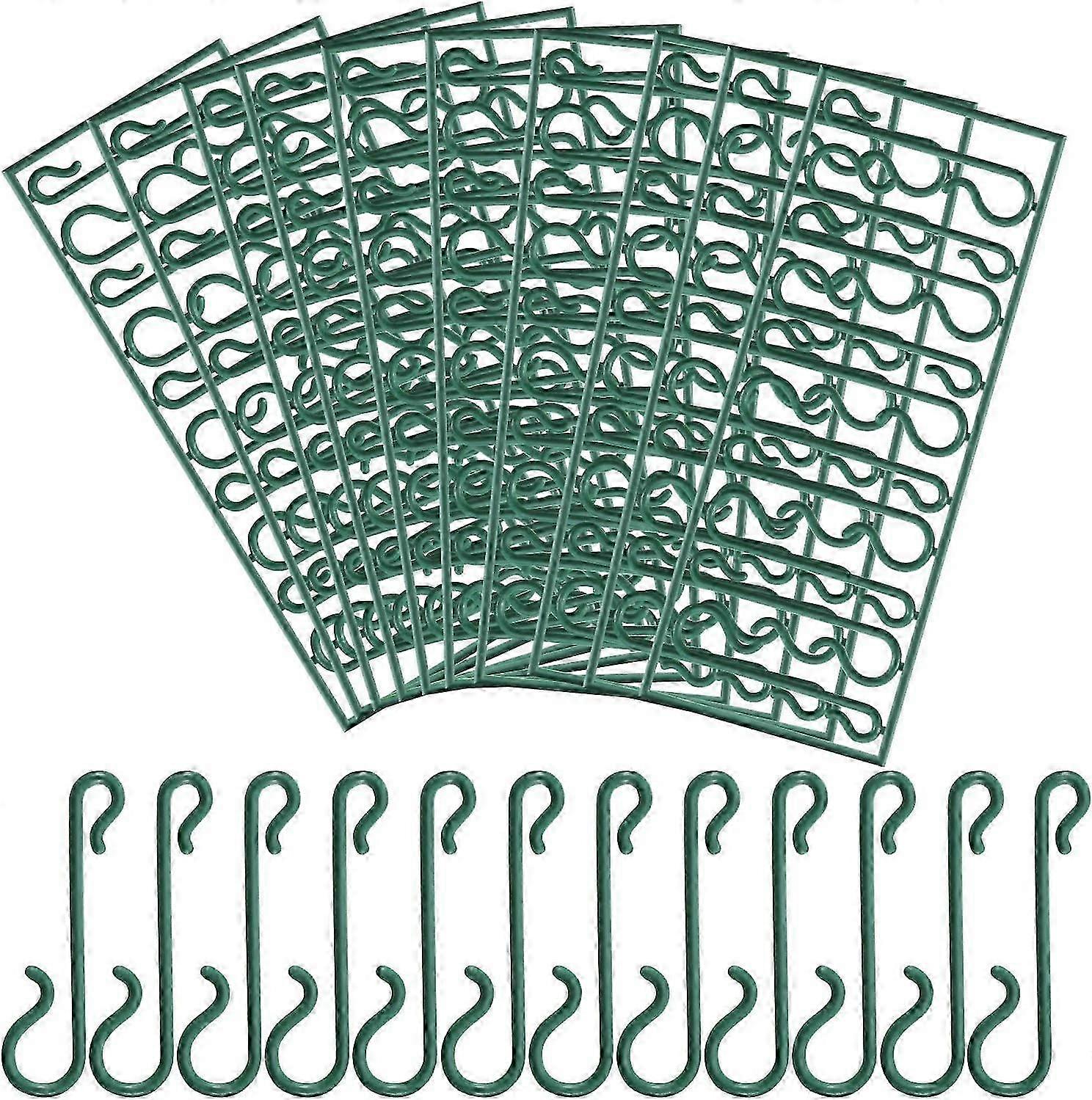 Mini Hangers for Christmas Trees, Garlands, and Vines - Green Christmas Tree Hooks, Ideal for Festive Decorations (100)