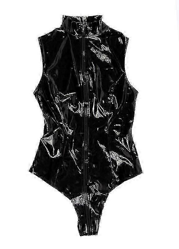 المرأة مثير اللاتكس الرطب نظرة الجبهة الرمز البريدي الفينيل bodysuit تيدي بولي كلوريد الفينيل Catsuit ليلة كلوبوير