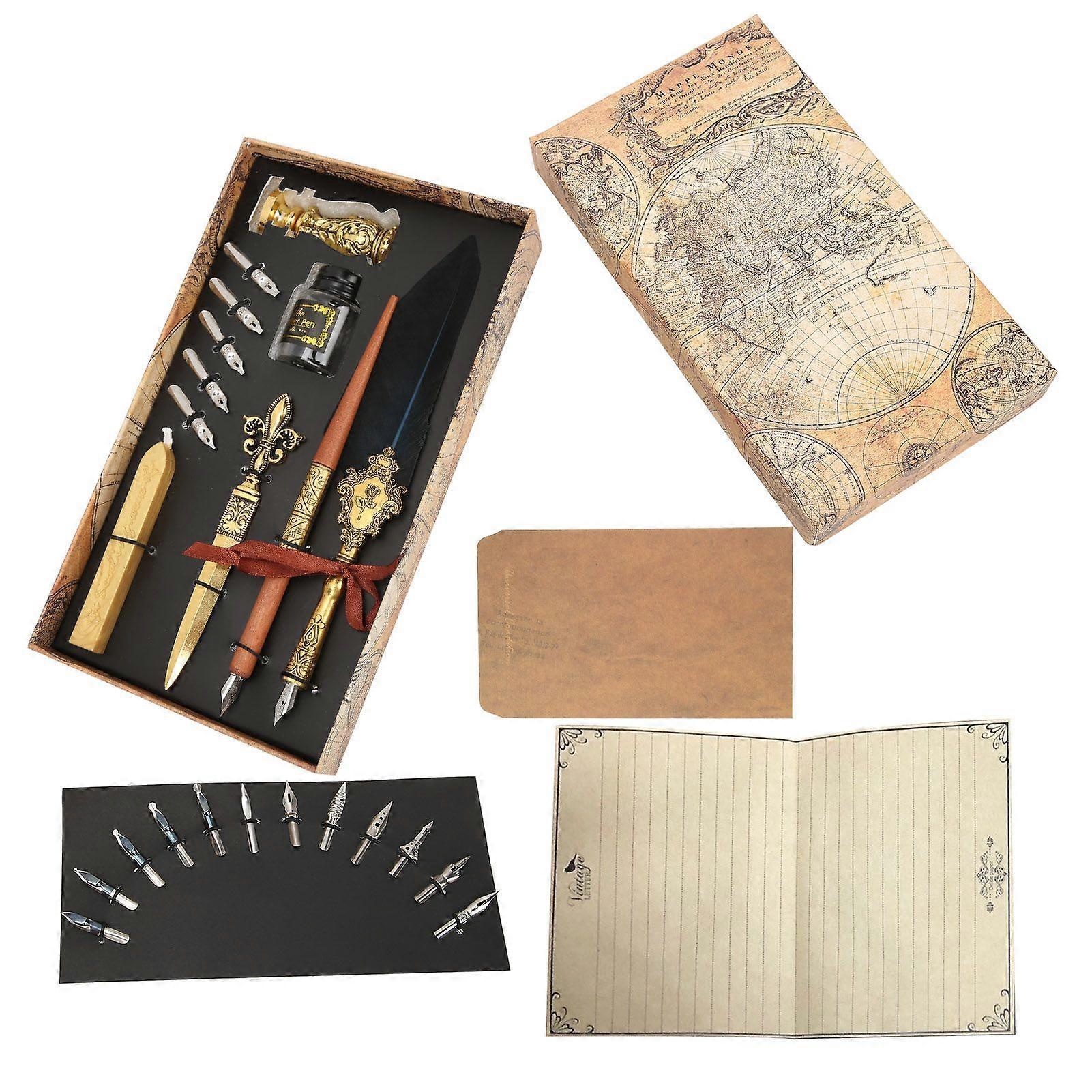 2025 Latest Model  Feather Pen Set Retro British Creativity Writing Suit for