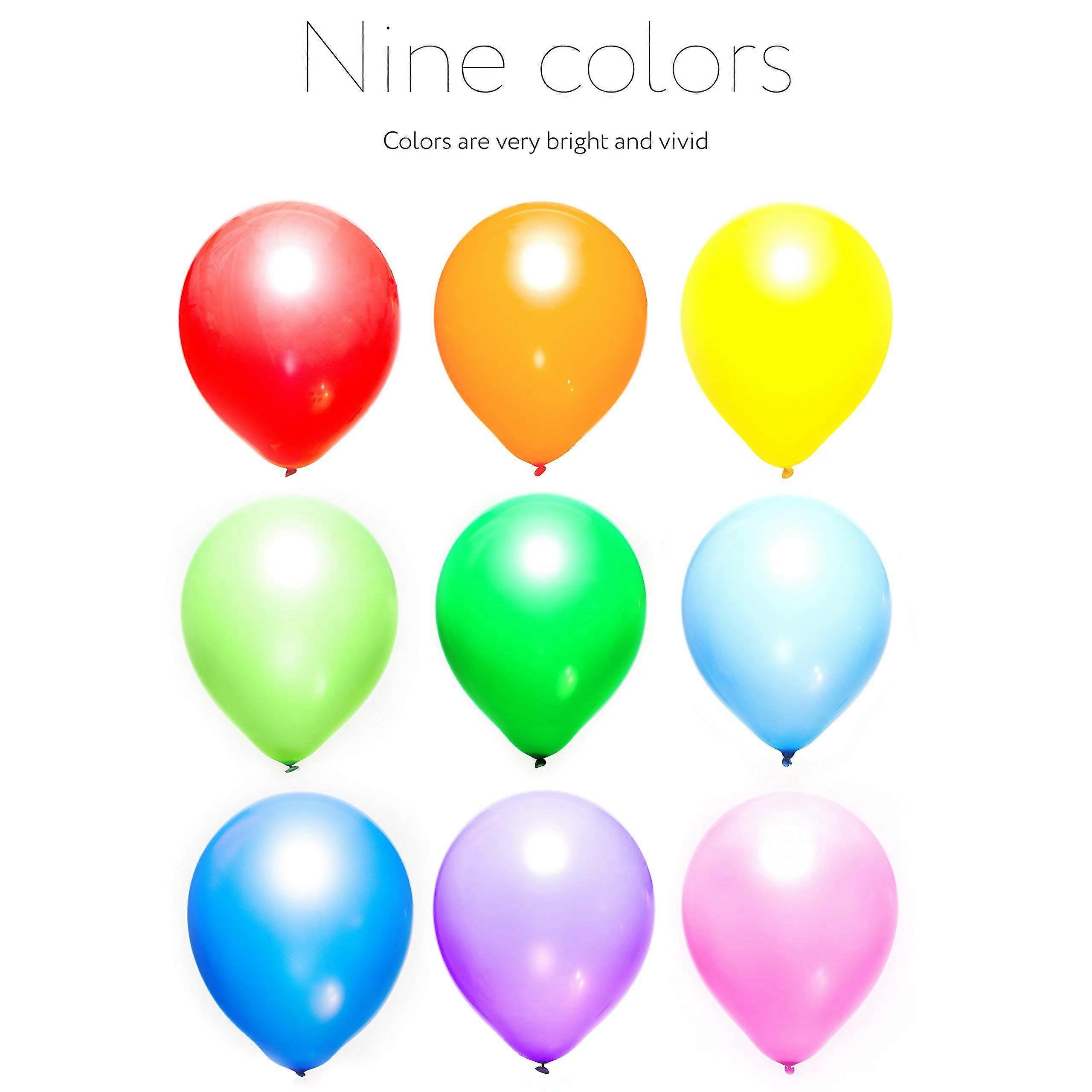 Assorted Bright Colors Balloons Rainbow Set (100 Pack) 12 Inches  For Helium  Made With Strong Multicolored Latex