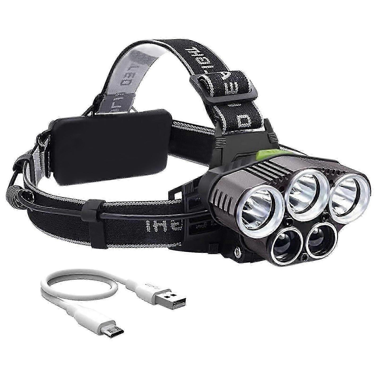 Usb Rechargeable Outdoor Night Fishing 5led Headlight Flashlight Work Light
