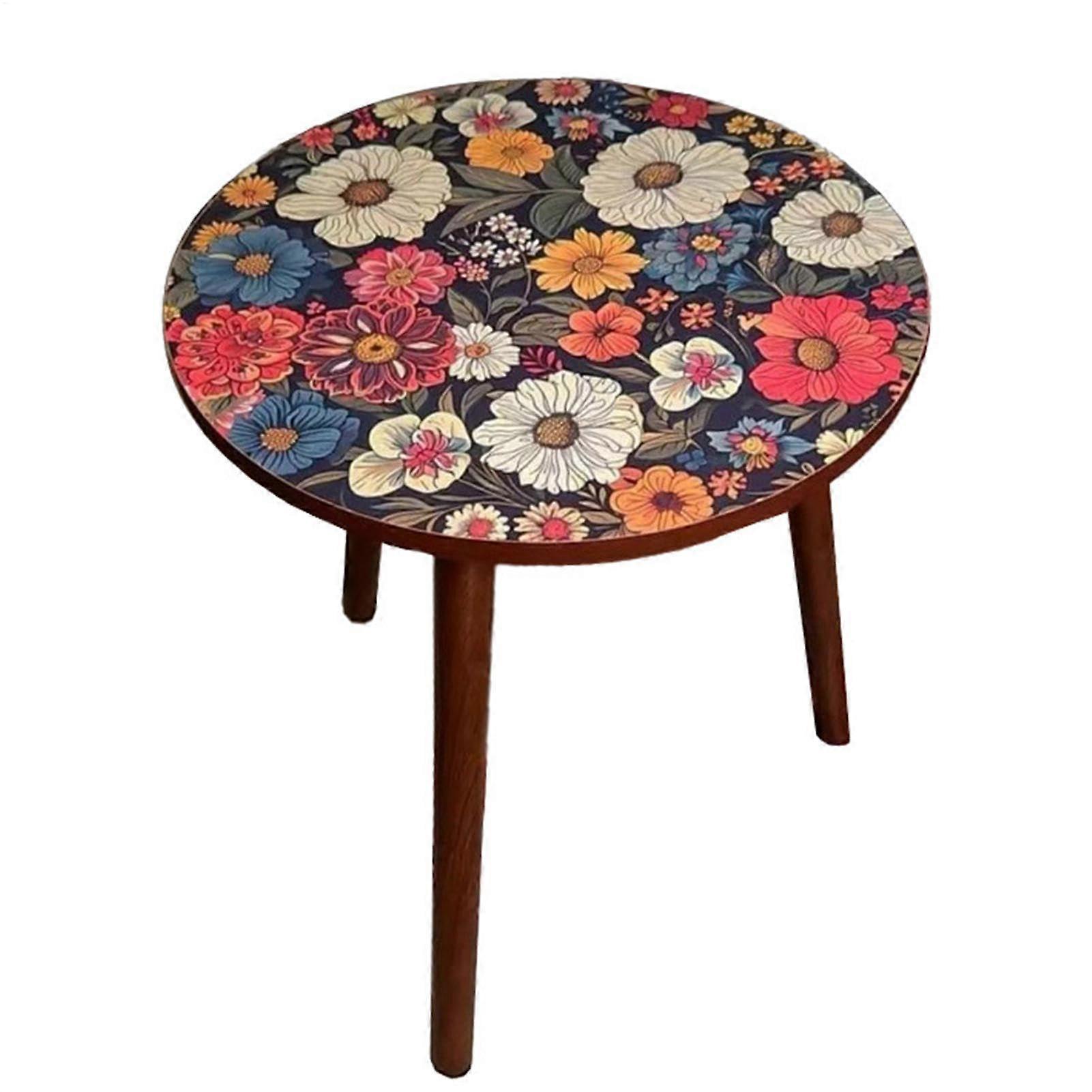 Tea Table With Sofa, Small Round Wooden Coffee Table, Outdoor Patio Balcony Round Side Table