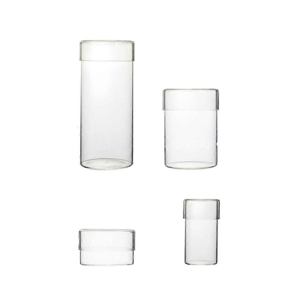 Clear Glass Bottle Empty Storage Can For Kitchen Home Organization Loose Tea Coffee Bean Sugar Salt Round 4Pcs
