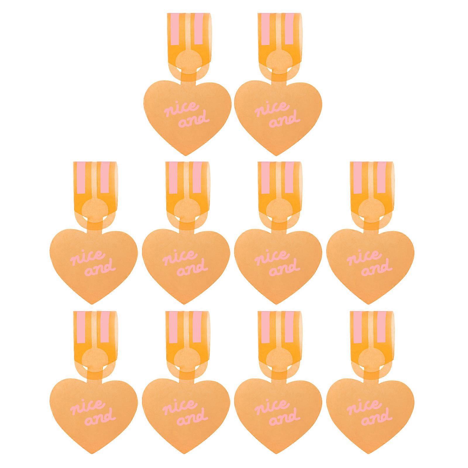 Durable Waterproof Luggage Tags Information Easily Identifiable Orange Pvc Heart Shape For Suitcases 10Pcs