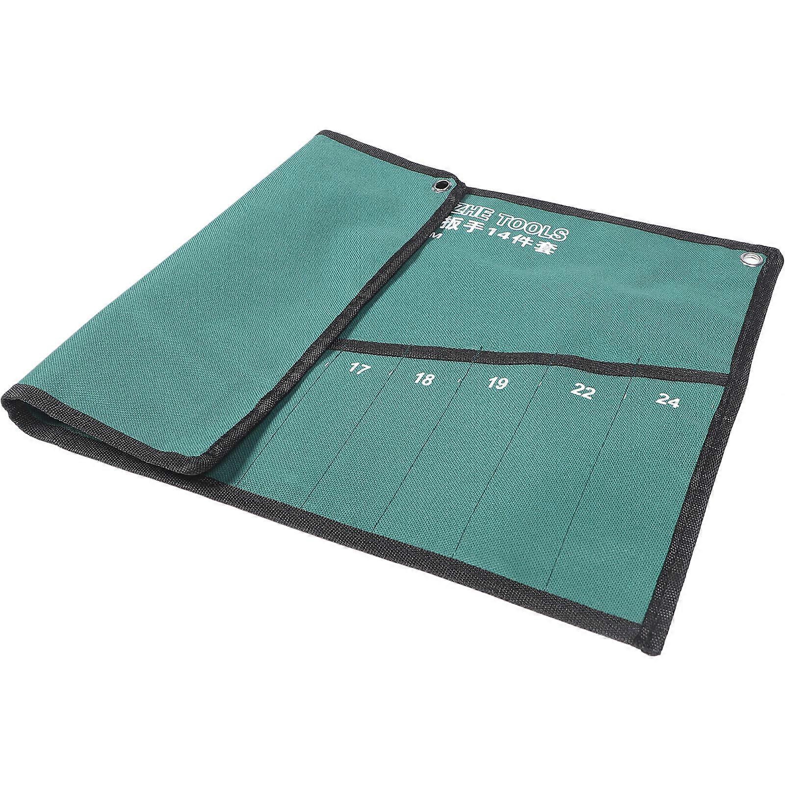 Roll Up Tool Bag Organizer Wrench Tools Organizer Pouch Workshop Practical Design Oxford Cloth 14-Piece Wrench Set