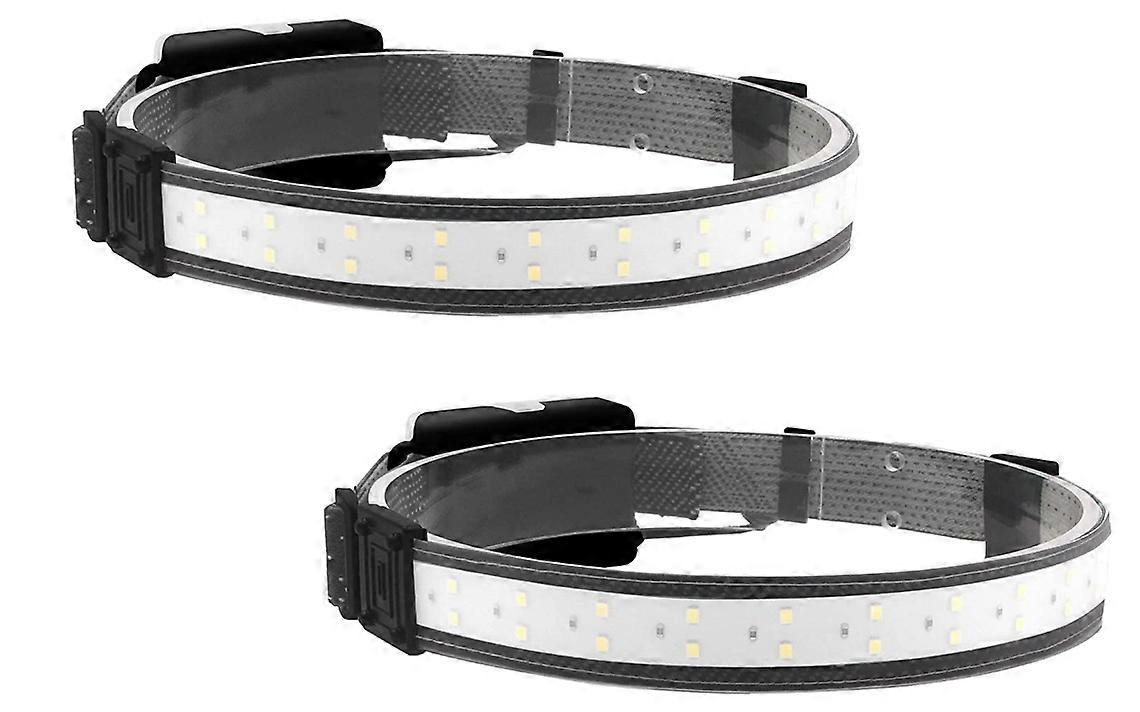 Headlamp, 2 Pack LED 220 Wide Beam Headlamp Flashlight Lightweight 3 Mode Headband Light(Black)