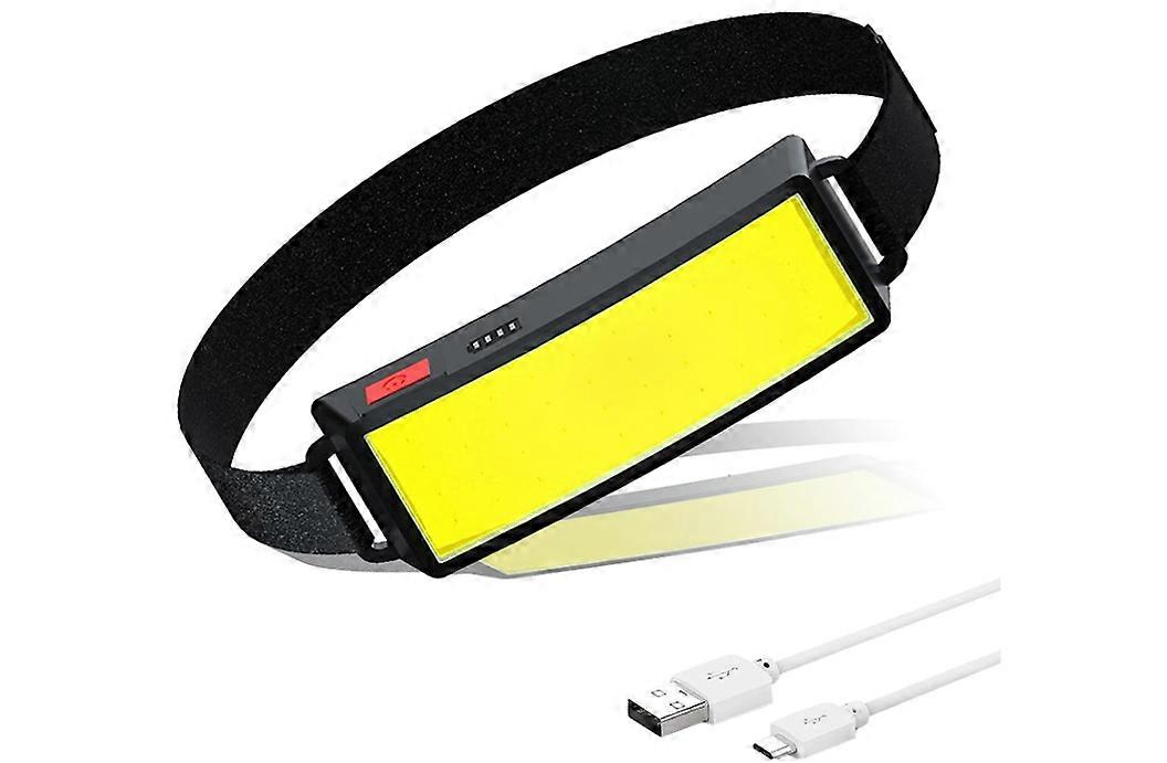 Rechargeable LED COB Headlamp, Super Bright Battery Powered COB Headlight with 3 Modes Waterproof Adjustable Head Torch(Black)