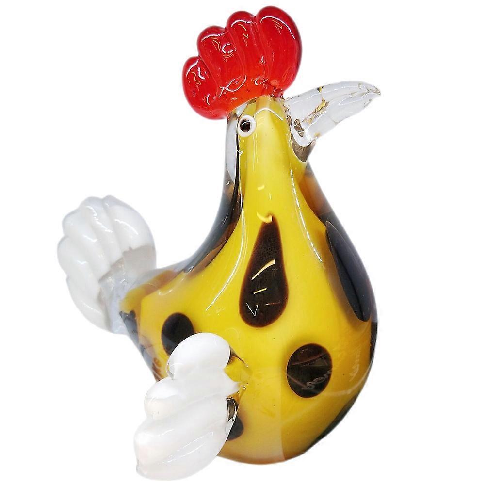 Tabletop Glass Chicken Figurine Multi Material Home and Office Decor 14x11x14cm 1Set