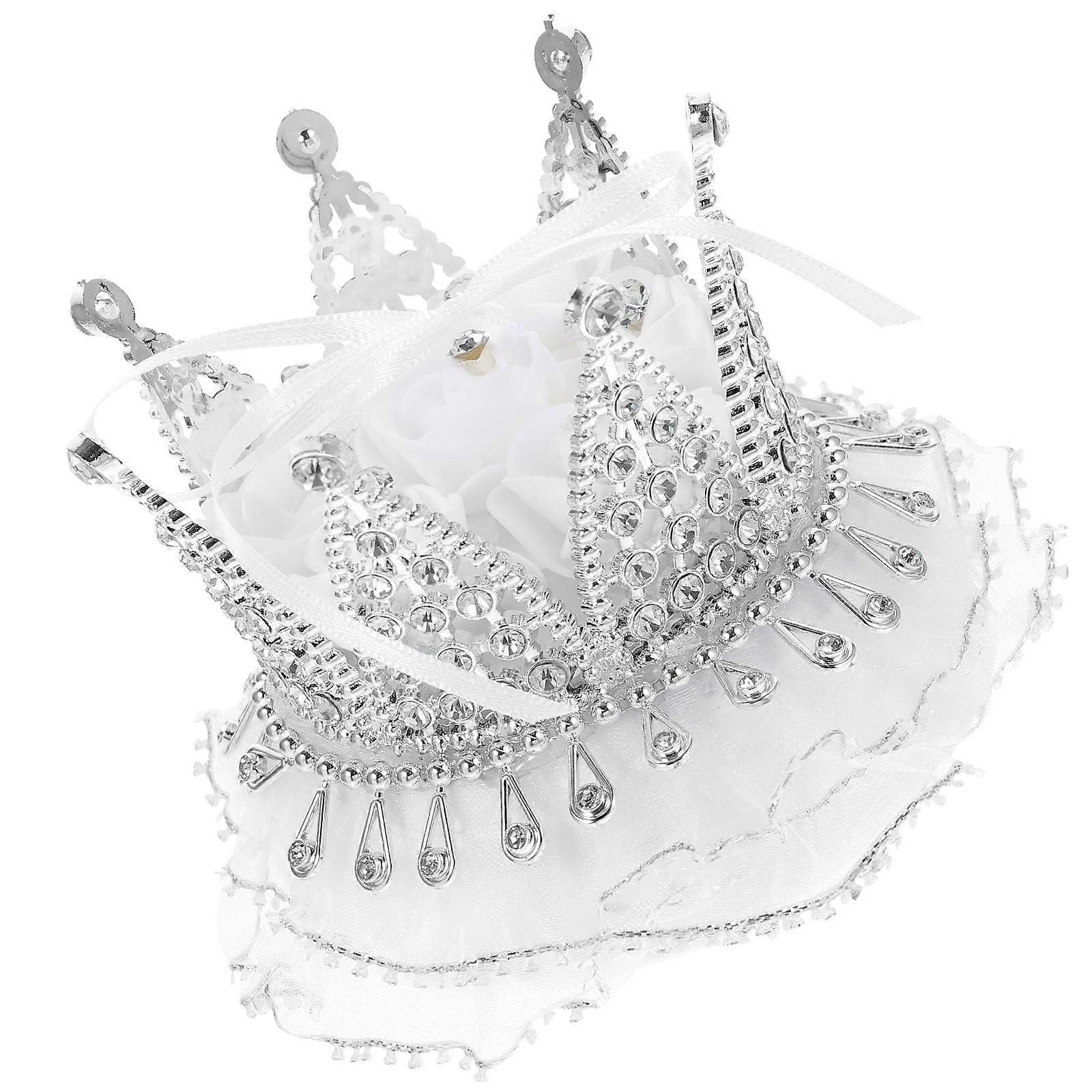 Wedding Box for Rings Satin Lined Crown Shape Elegant Style Ring Protection for Bridesmaids 1Set