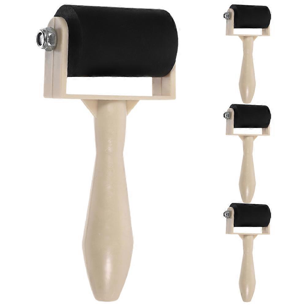 Rubber Roller For Crafts Leveling Ink Children Art Tools White 4Pcs