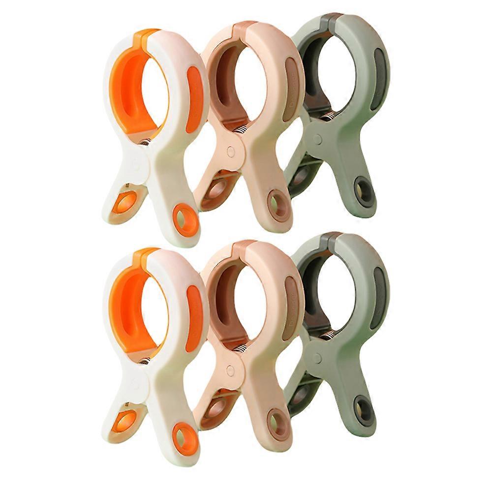Colored Heavy Duty Plastic Clothespins with Built-in Spring for Drying 6 Pieces Assorted Color