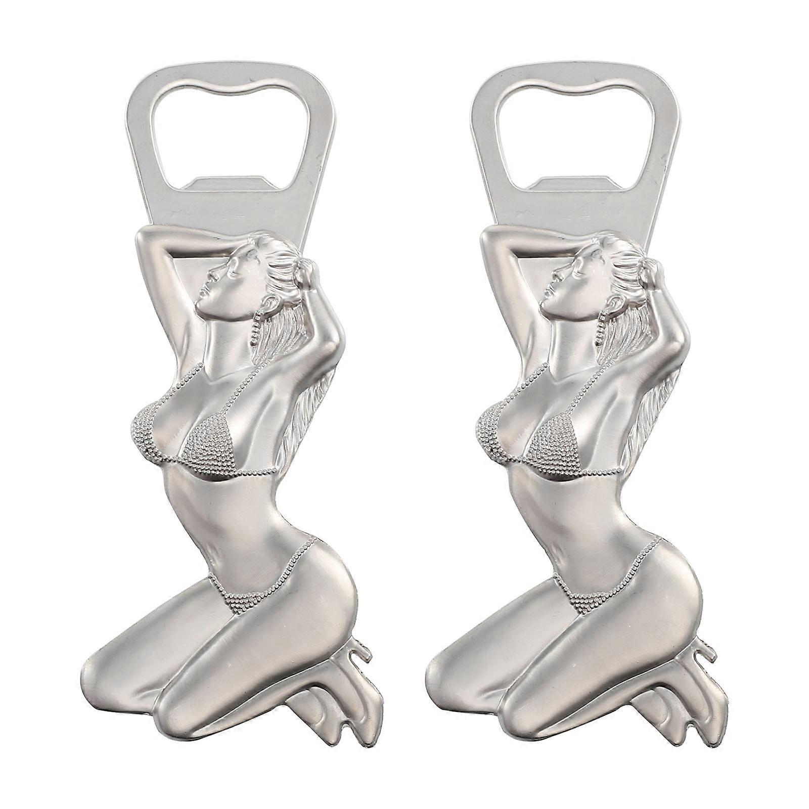 Women's Metal Bottle Opener with Fridge Magnet Wall Mounted Design – 2 Pack – Premium Kitchen Bar Accessory – Unique