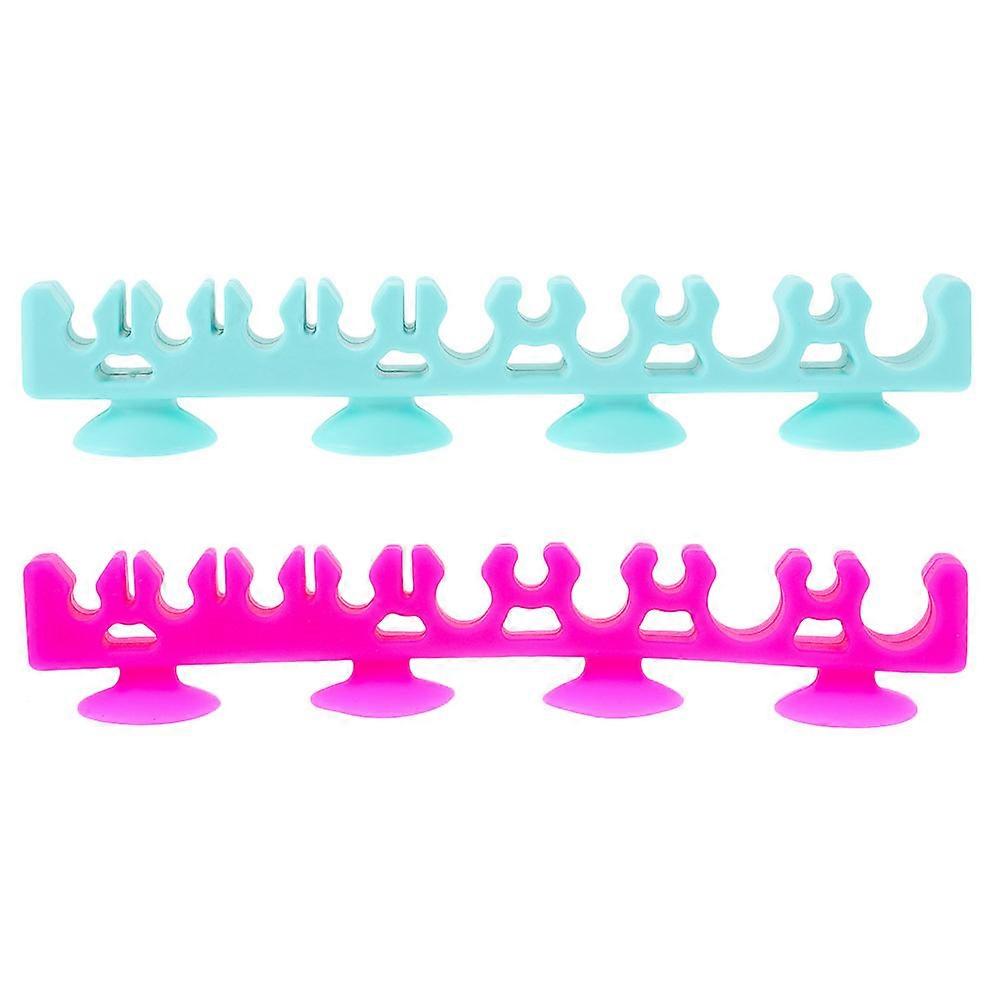 Suction Wall Makeup Brush Drying Rack Silicone Organizer For Cosmetic Brushes Bathroom Use 2Pcs