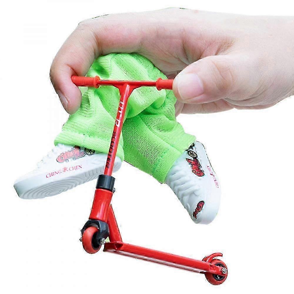 Mini Alloy Finger Scooter Set mit Hose & Schuhe - Rot [V]