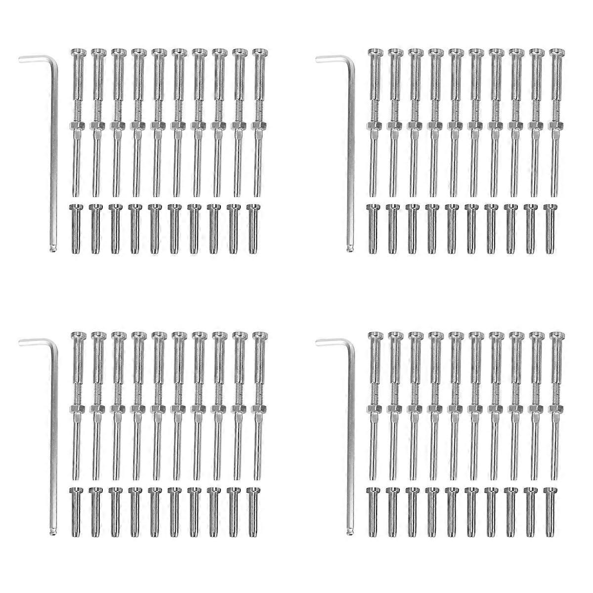 Hex Head Threaded End Fitting Terminal for 1/8 Inch Cable 10 Pairs