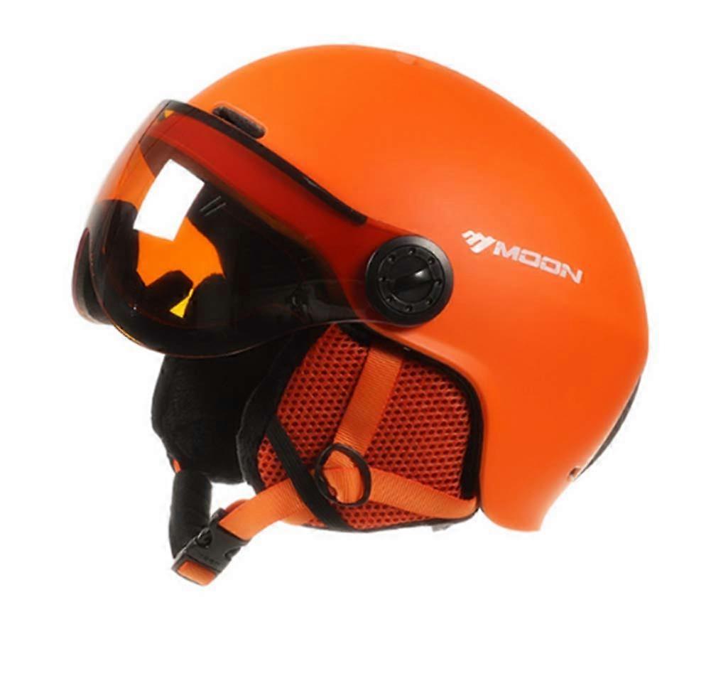 Ski Helmet Men Women Snowboard Helmet Visor Snow Sports Helmet with Removable Ski Goggles M orange