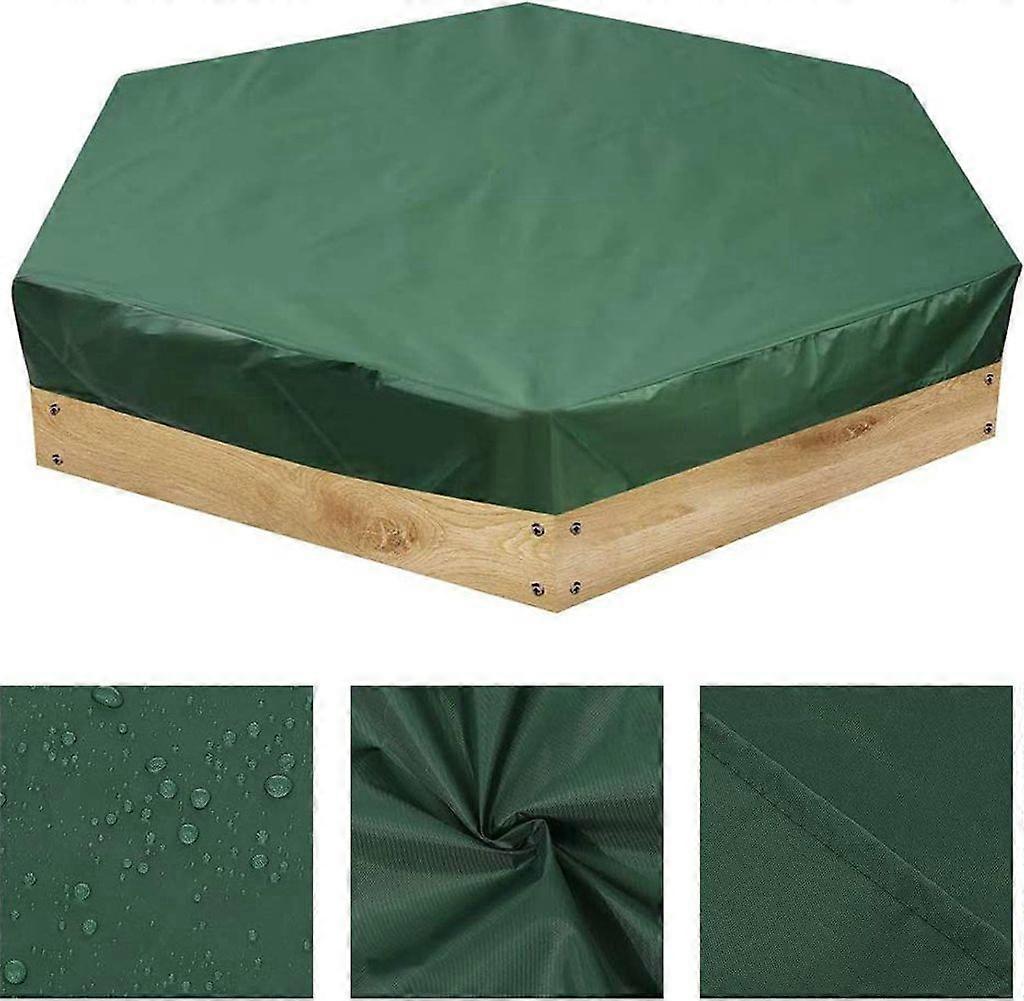 Hexagonal Waterproof Sandpit Cover with Drawstring, Green