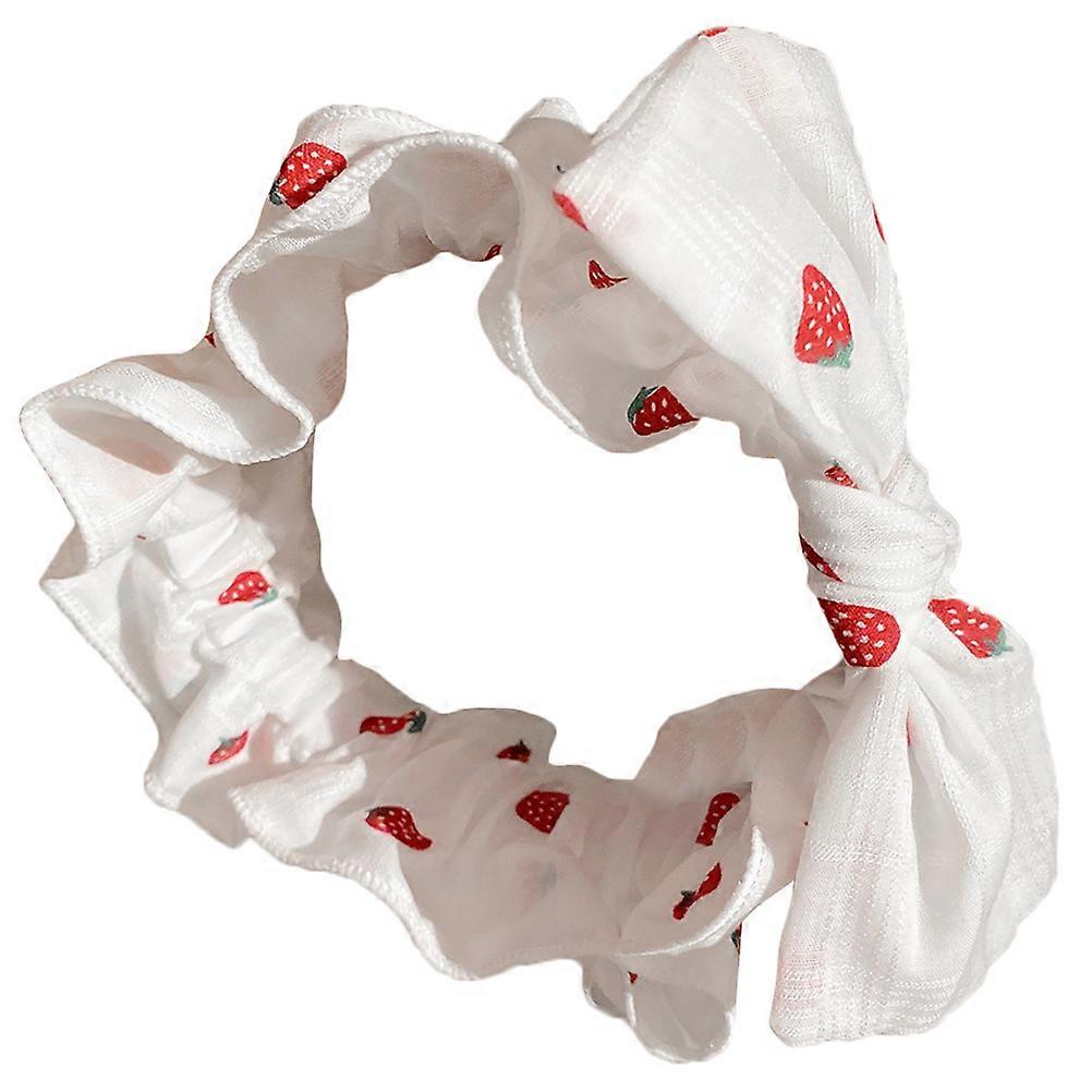 Head Wrap with Strawberry Pattern 1Pcs White Cloth Elastic Headband for Decor