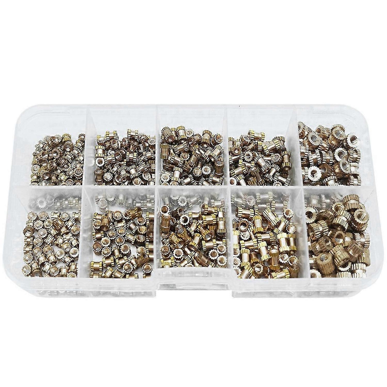 520pcs M2 M2.5 M3 Metric Female Thread Knurled Brass Threaded Insert Embedded Nuts Assortment Kit