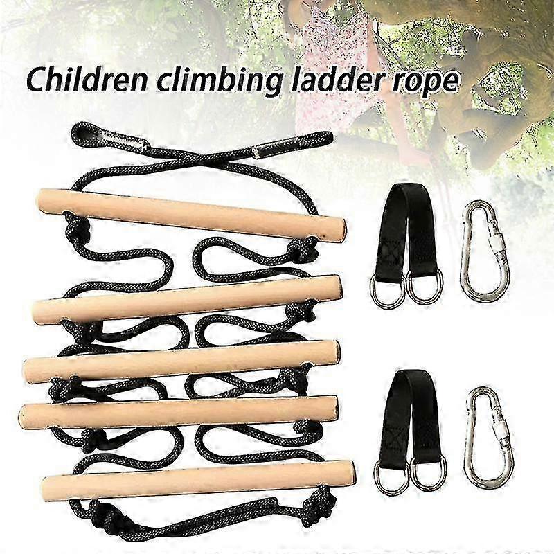 سلم حبل للأطفال تسلق عقبة 5 خطوات سلم حبل أرجوحة الخشب مع 2 خطافات أرجوحة Zekai