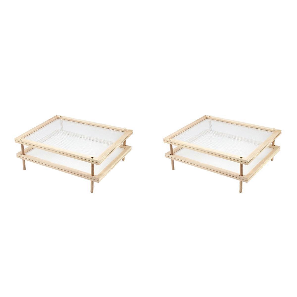 6X Stackable Food Dryer with Net Wooden Pasta Herb Drying Racks Multipurpose 2-Tier Food-Dryer Holde