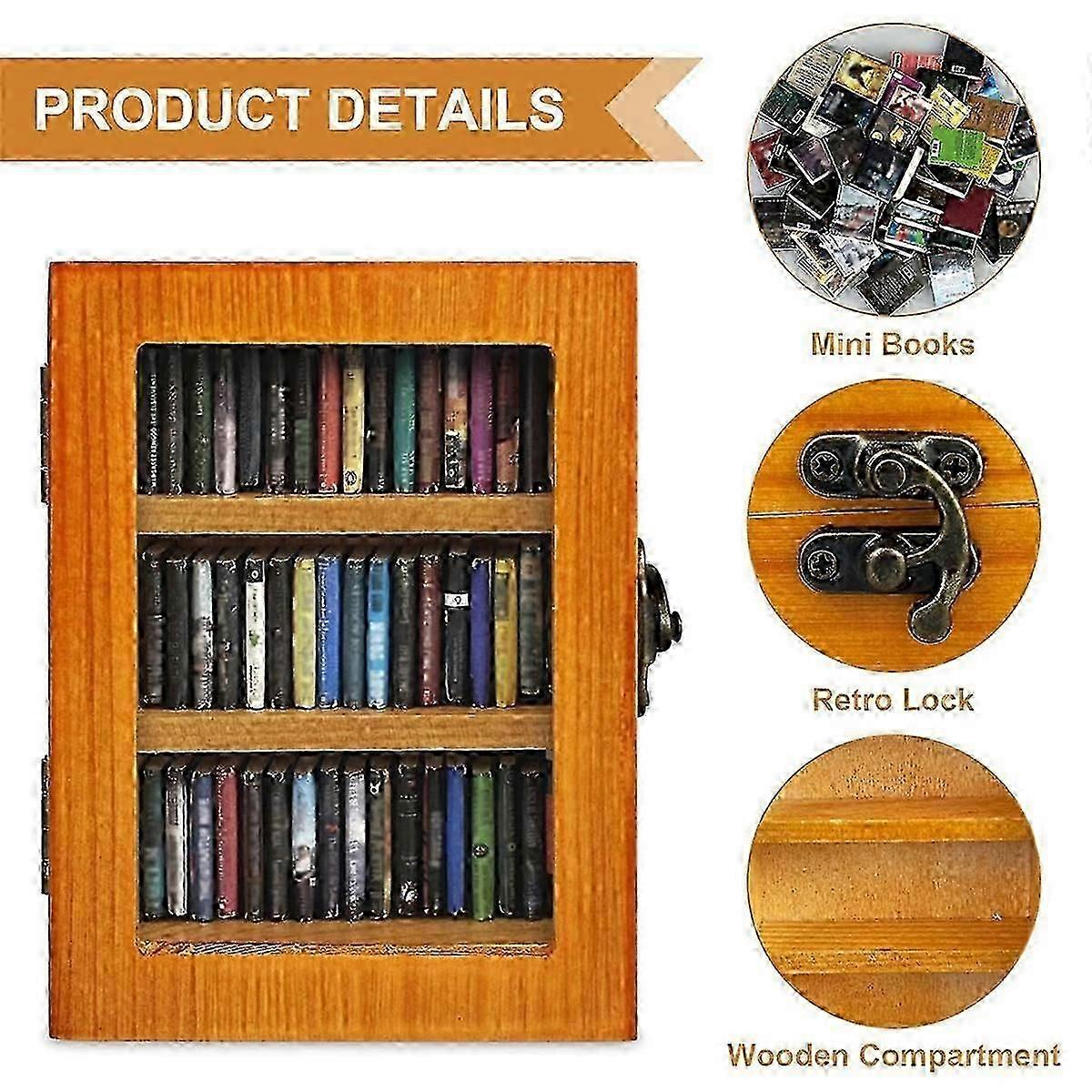 Anxiety Bookshelf Mini Bookshelf Ornament Miniature Bookshelf Shake Away Your Anxiety Book Library with 60pcs Mini Books
