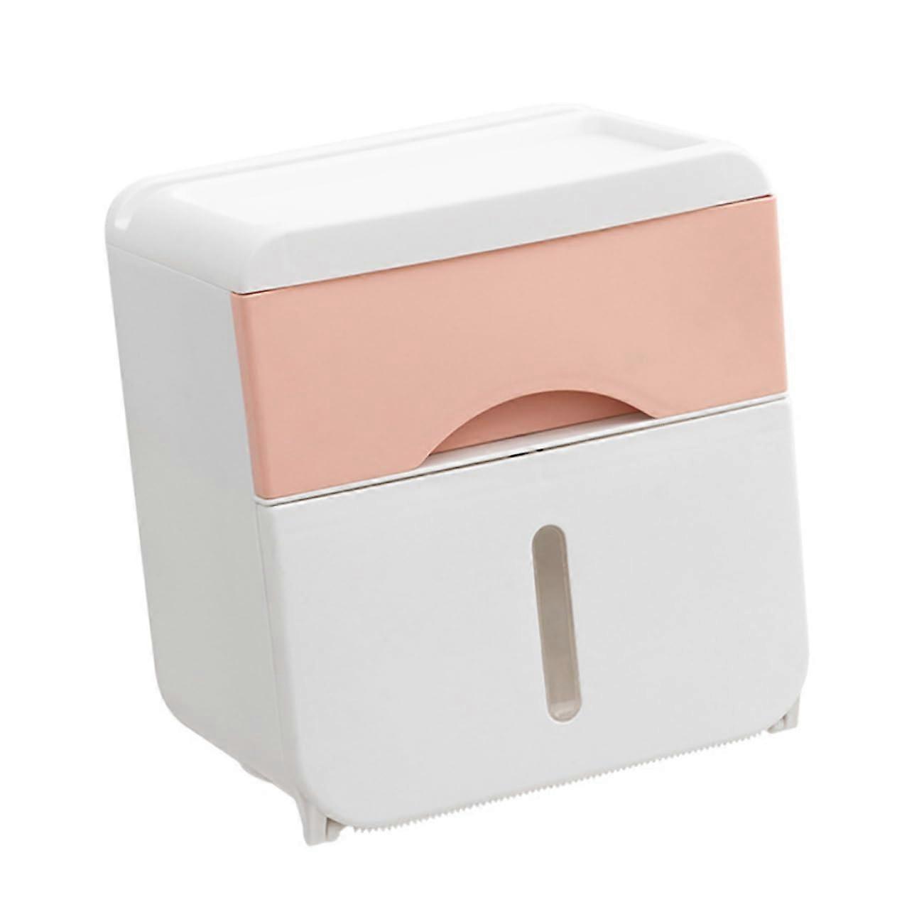 Bathroom Storage Box, Paper Towel Dispenser and Holder for Bathroom, Pink ABS, 20.8x1.9x12.7CM, Home and Toilet Paper Organizer