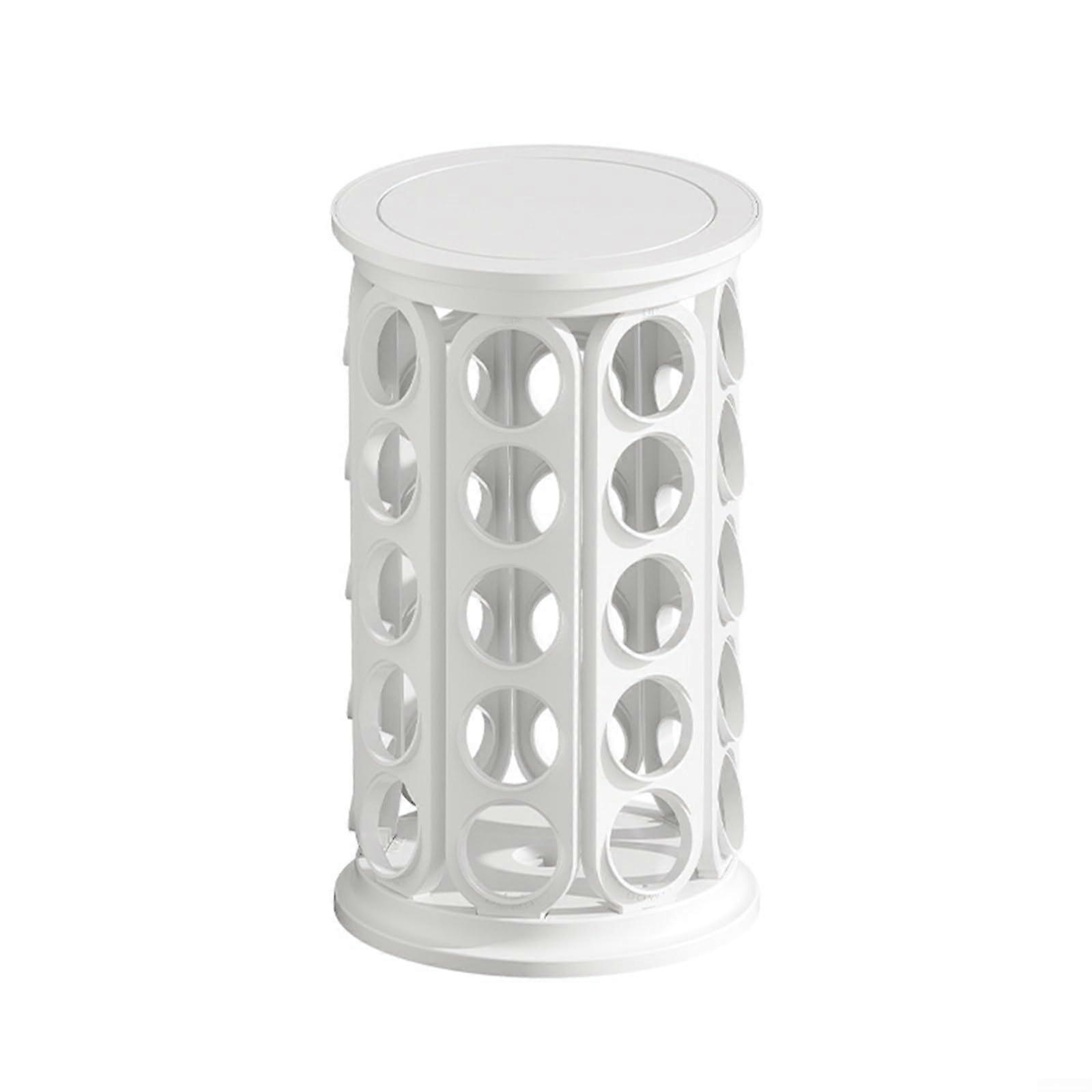 Coffee Capsule Holder, 40-Capacity Desk Storage Rack, Rotating Carousel Stand, White Kitchen Counter Organizer