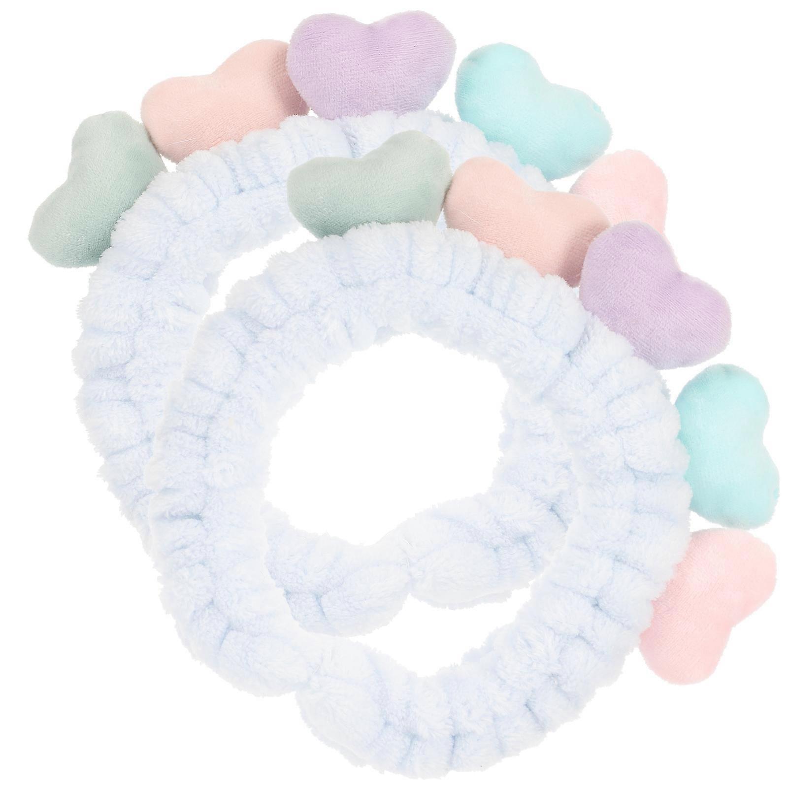 Hairbands Women Heart Plush Headband Daily Use Cloth Material Elastic Style Face Washing 2Pcs