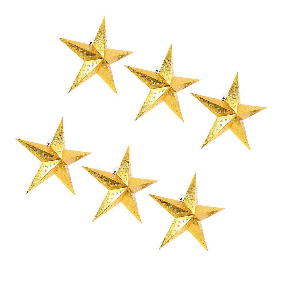 Pendant Lamp Shade Star Modeling Design Christmas Festival Ceiling Lampshade Golden 30.00X30.00X10.00CM 6Pcs