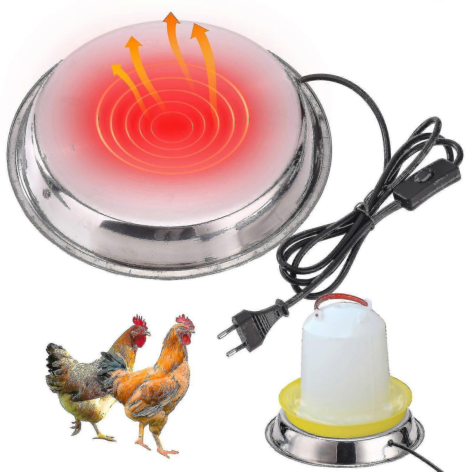 Base del calentador de agua de pollo para invierno.Waterer calentado para Chickens.eu enchufe. Enchufe de EE. UU.