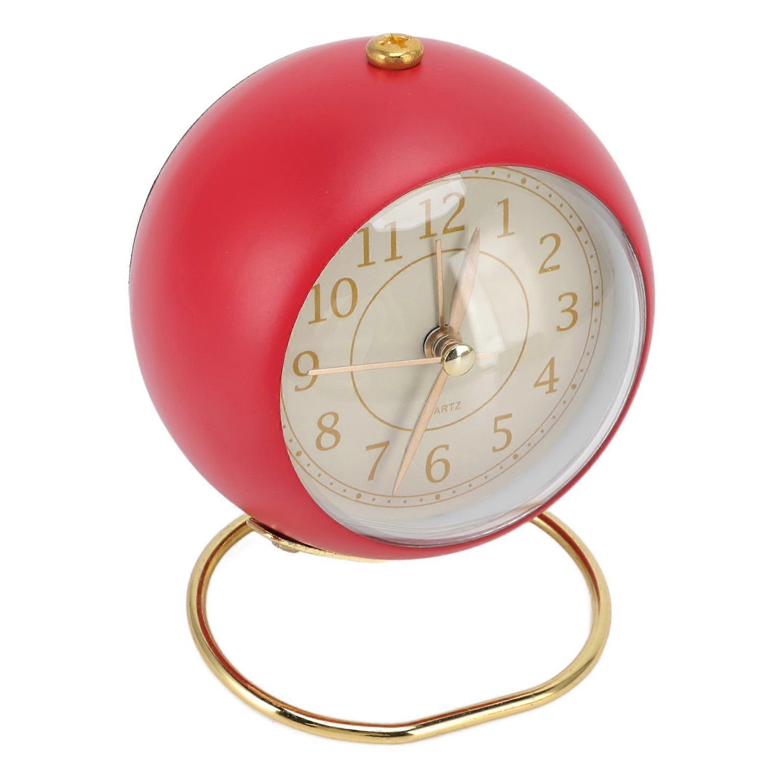 Retro Alarm Clock Silent Decorative Round Ring Base Small Quartz Alarm Clock with Ambient Night Light for Bedroom 