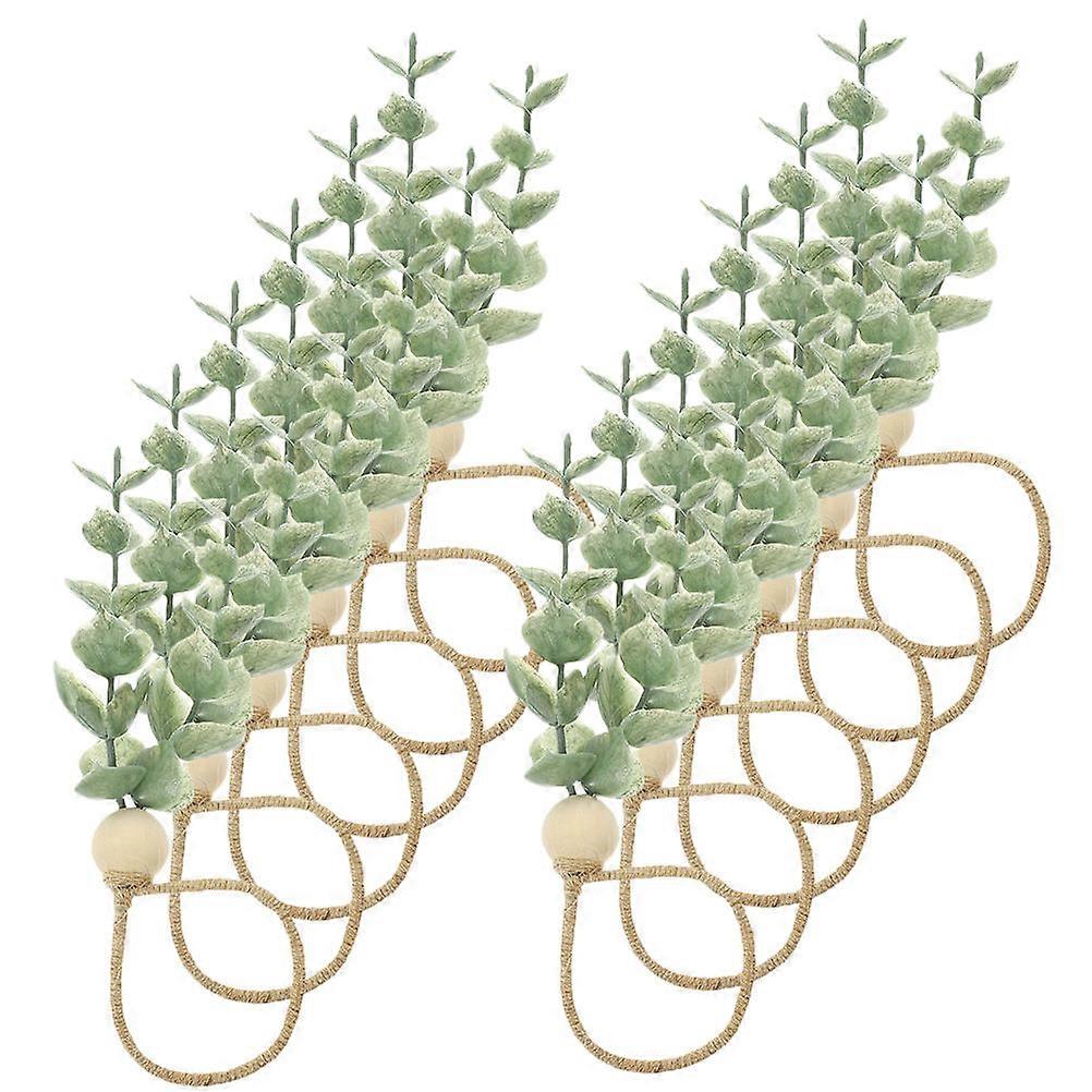 Delicate Napkin Ring Eucalyptus Leaf Napkin Rings Rope Material for Christmas and Thanksgiving 12Set