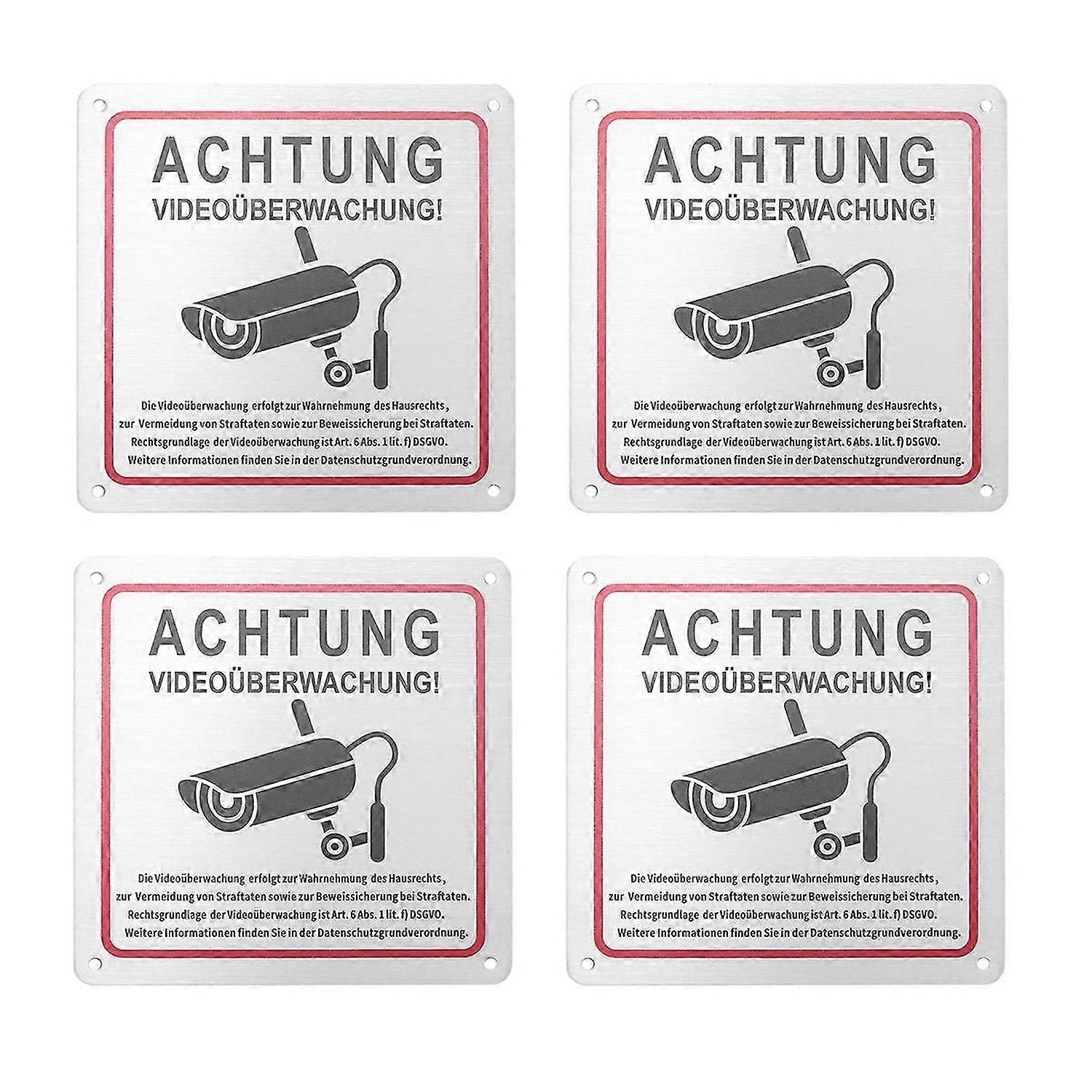 Videoüberwachungsschild, Videoüberwachung Privateigentum, 15 x 15 cm Metall Warn-Videoüberwachung