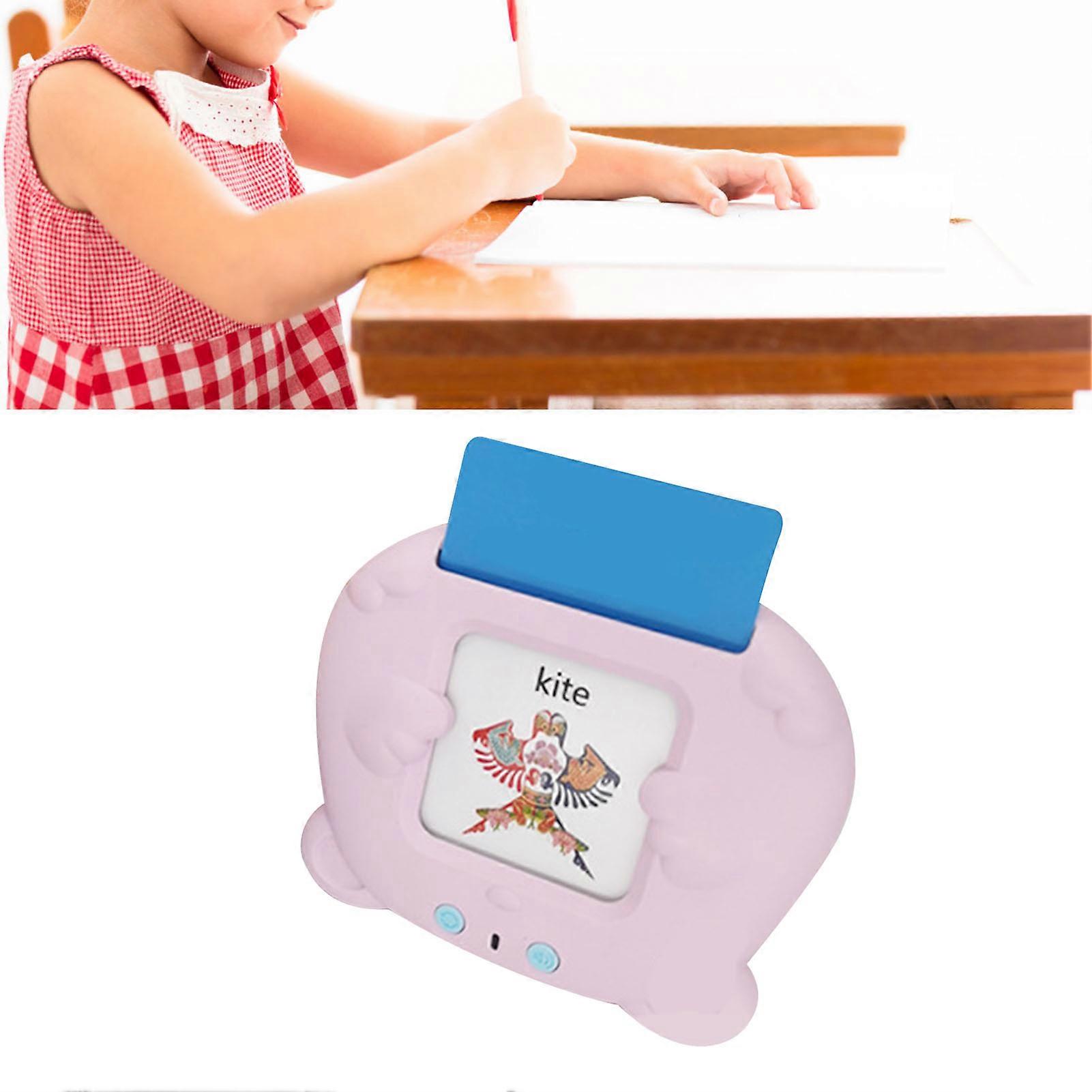 Bilingual Interactive Learning Flashcard Toys Educational Interesting Practical Durable Talking Flash Cards for Baby Kids Toddler Pink