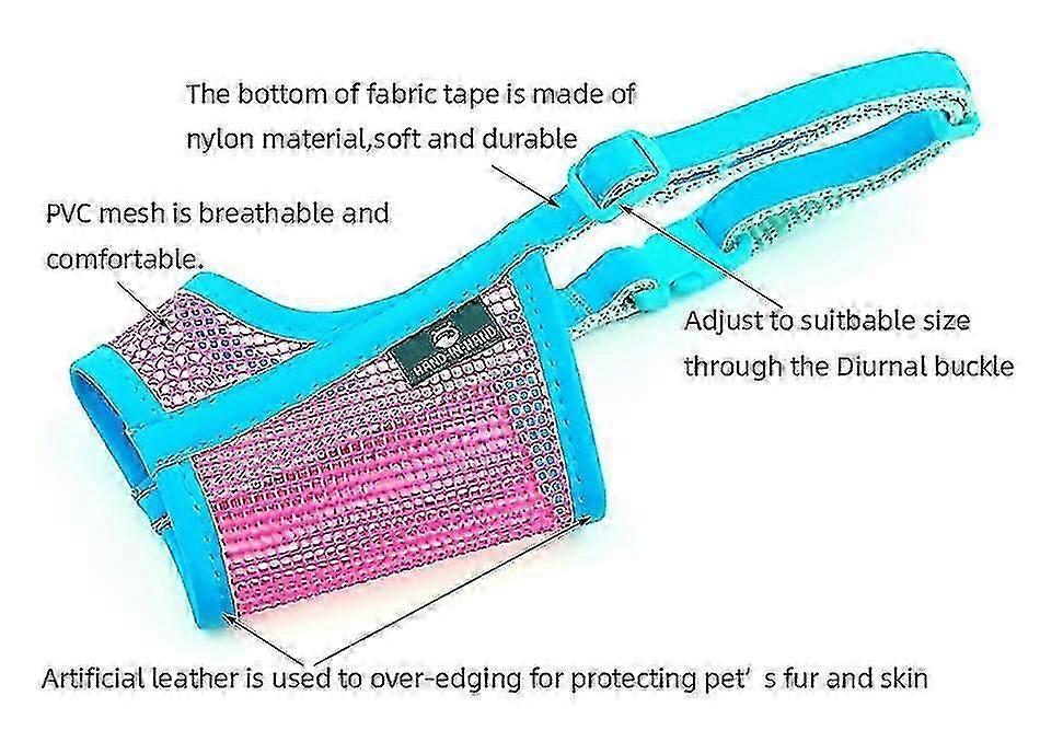 Dog Muzzle,adjustable Nylon Mesh Muzzle For Small Medium Large Dogs,prevent Biting Chewing And Licking,Pink