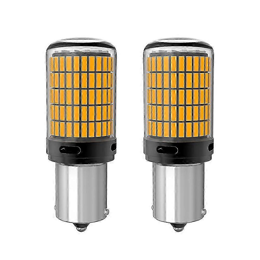 2pcs BA15S P21W BAU15S PY21W 1157 BAY15D P21/5W W21W T25 Front Rear Turn Signal Bulb Canbus Led Amber Yellow 4014 Chipset 150SMD