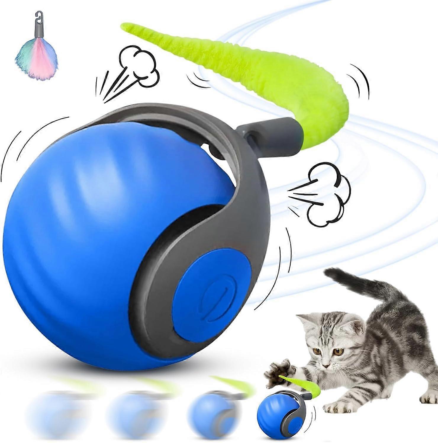 Speedy Tail 2.0, Speedy Tail Cat Toy, King of Interactive Cat Toy Ball, Automatic Cat Toy, Relieves Anxiety (Blue)