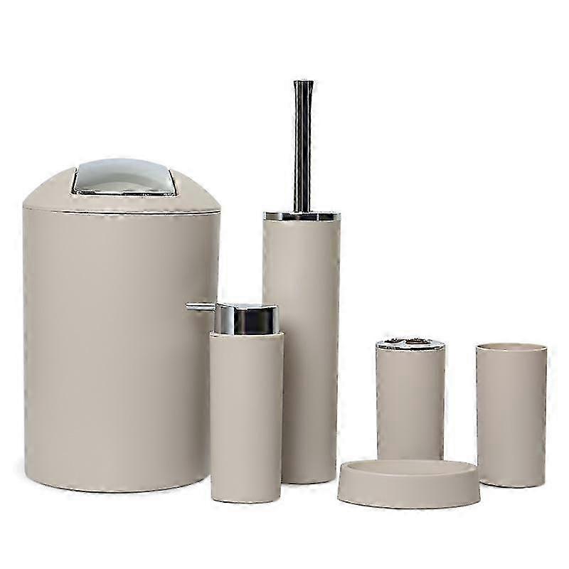 6PCS Bathroom Accessories Set with Toothbrush Holder, Soap Dispenser, Trash Can & More-JC