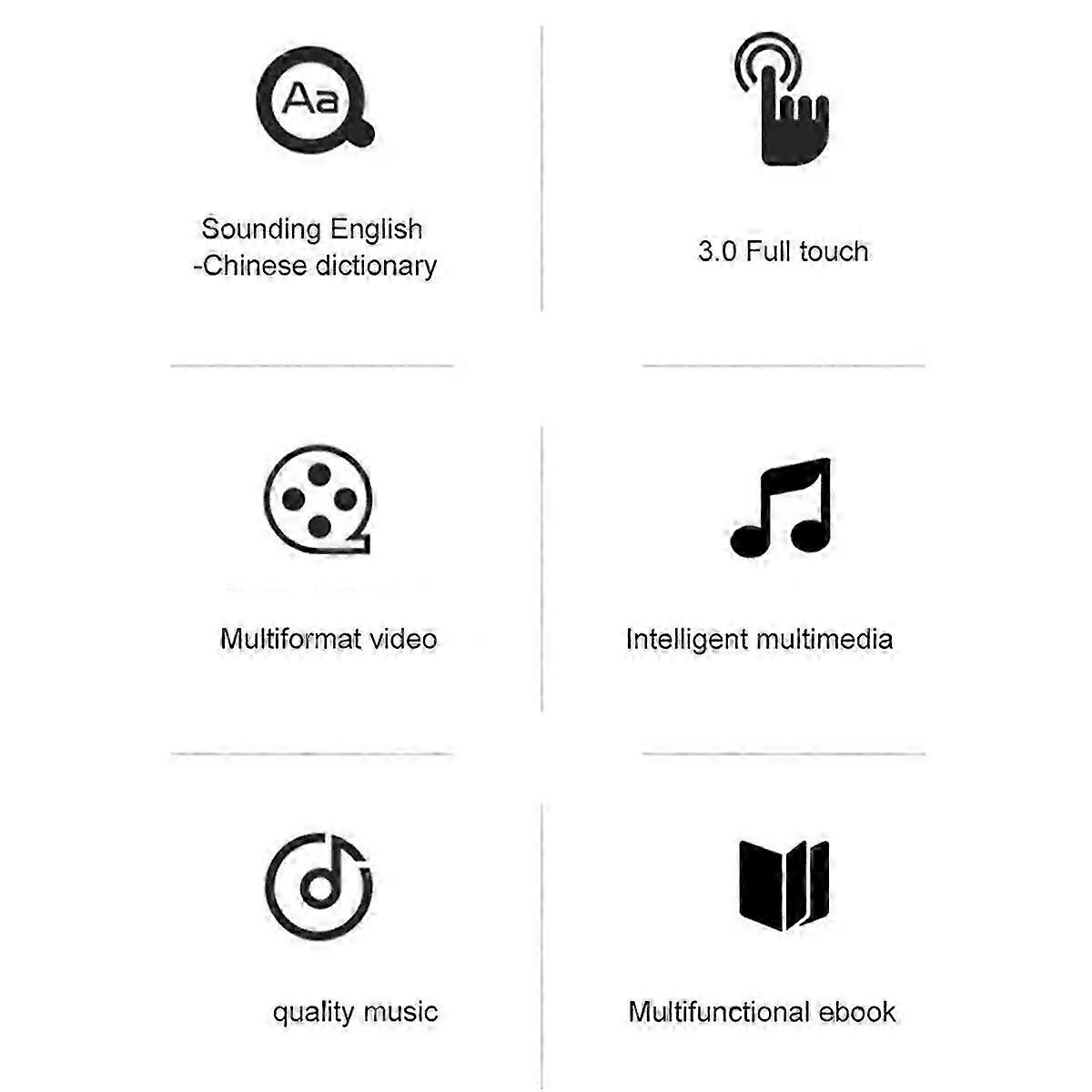 32GB Touch Screen Bluetooth Music Player with Speaker, FM, E-Book, and Recorder