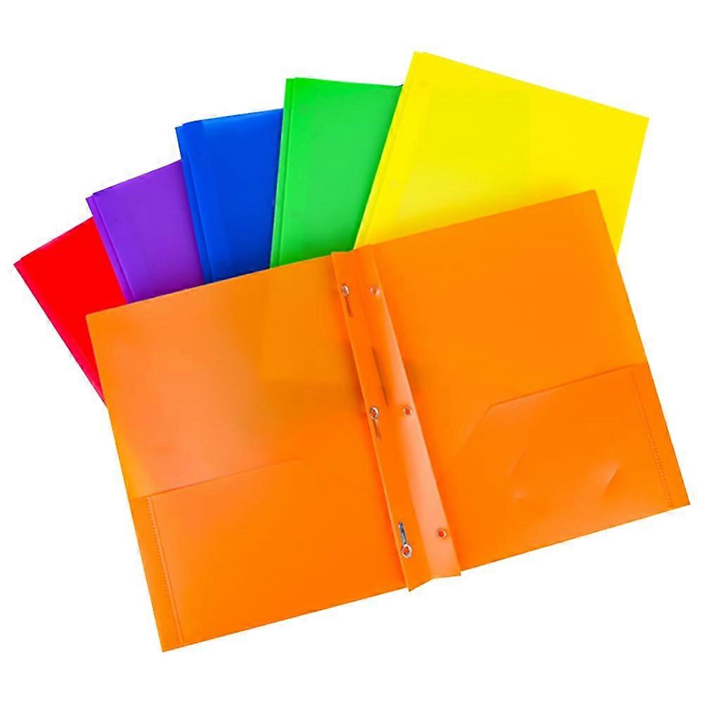 6 Colored Plastic Folders, Letter Size, School Folders, Heavy Duty Pocket Folders, Business Document Folder with Zinc Pockets and Holes for Office