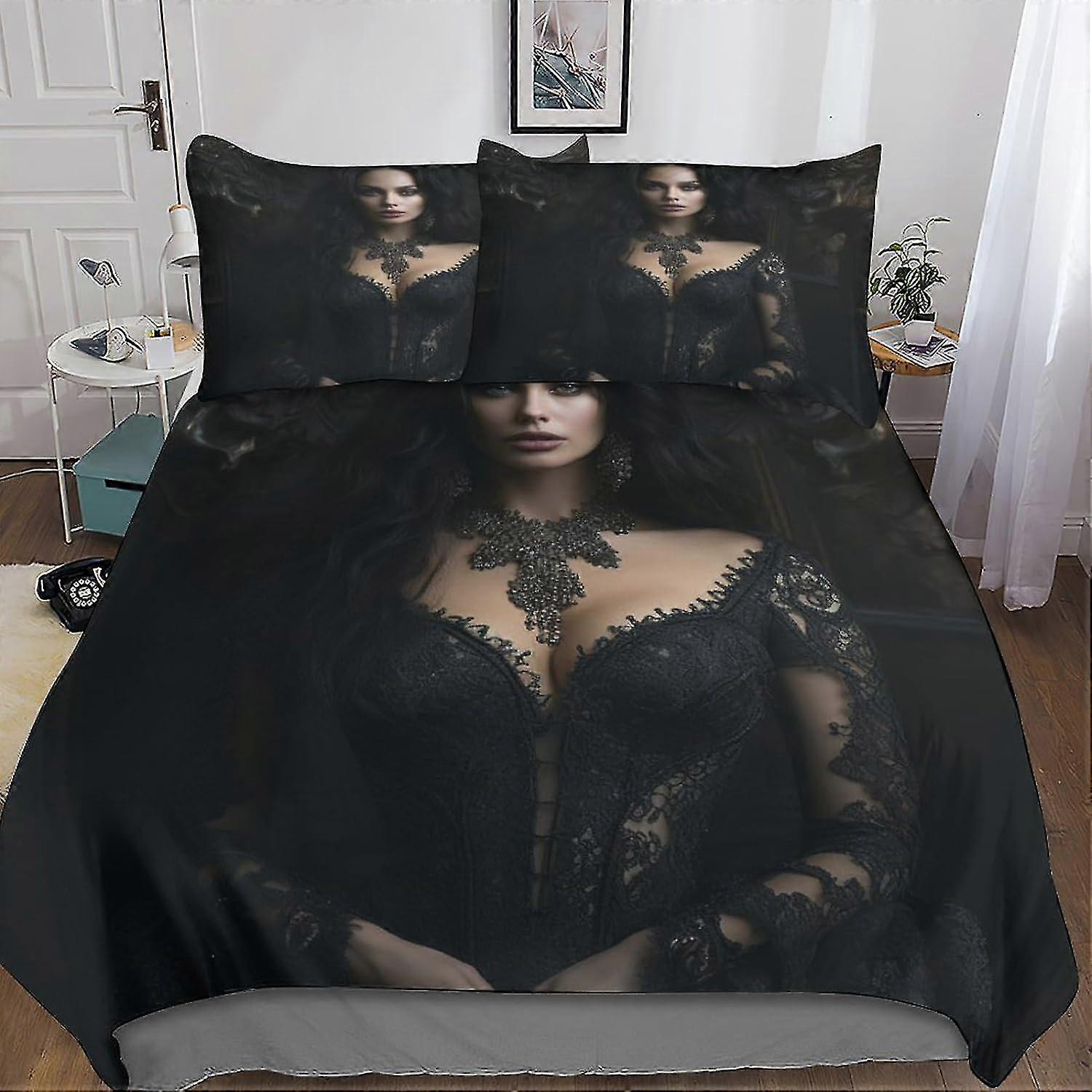 Conjunto de Capa de Quilt Microfibra Aconchegante com Zíper Oculto - Roupa de Cama de Filme Impresso em 3D, Conjunto de 3 Peças com Fronhas