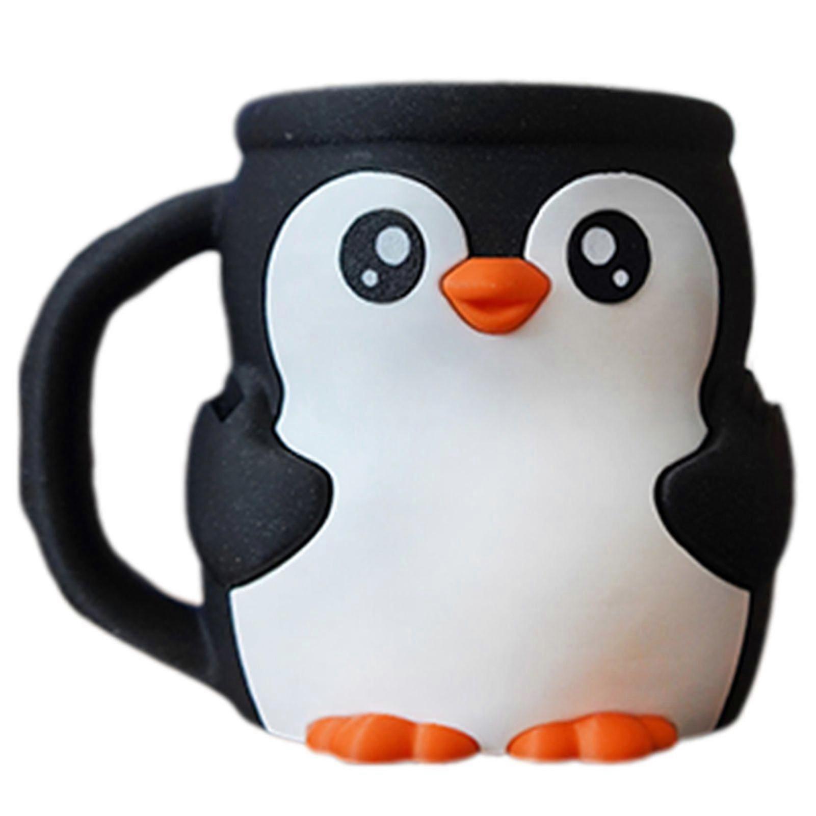 Cute Penguins Ice Cream Pint Holder with Spoon, Reusable Antifreeze Cup Holder for Kids, Adults, Parties & Summer Fun