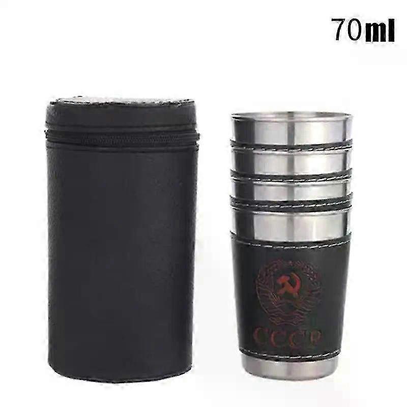 4pcs 70ml 스테인레스 스틸 컵 물 머그잔 케이스 가방 야외 여행 캠핑 피크닉 음료 용기 세트 위스키 와인 휴대용